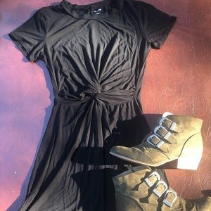 Black teeshirt dress with knot design MOVING SALE